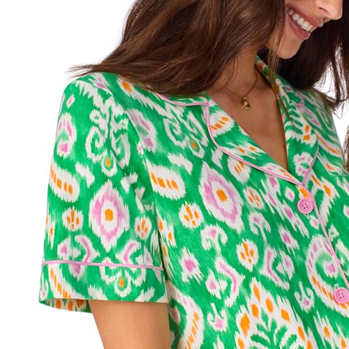 Bed Head PJs Womens Short Sleeve Notch Collar & Cropped Pants Sleepwear Pajama Set, Organic Cotton2