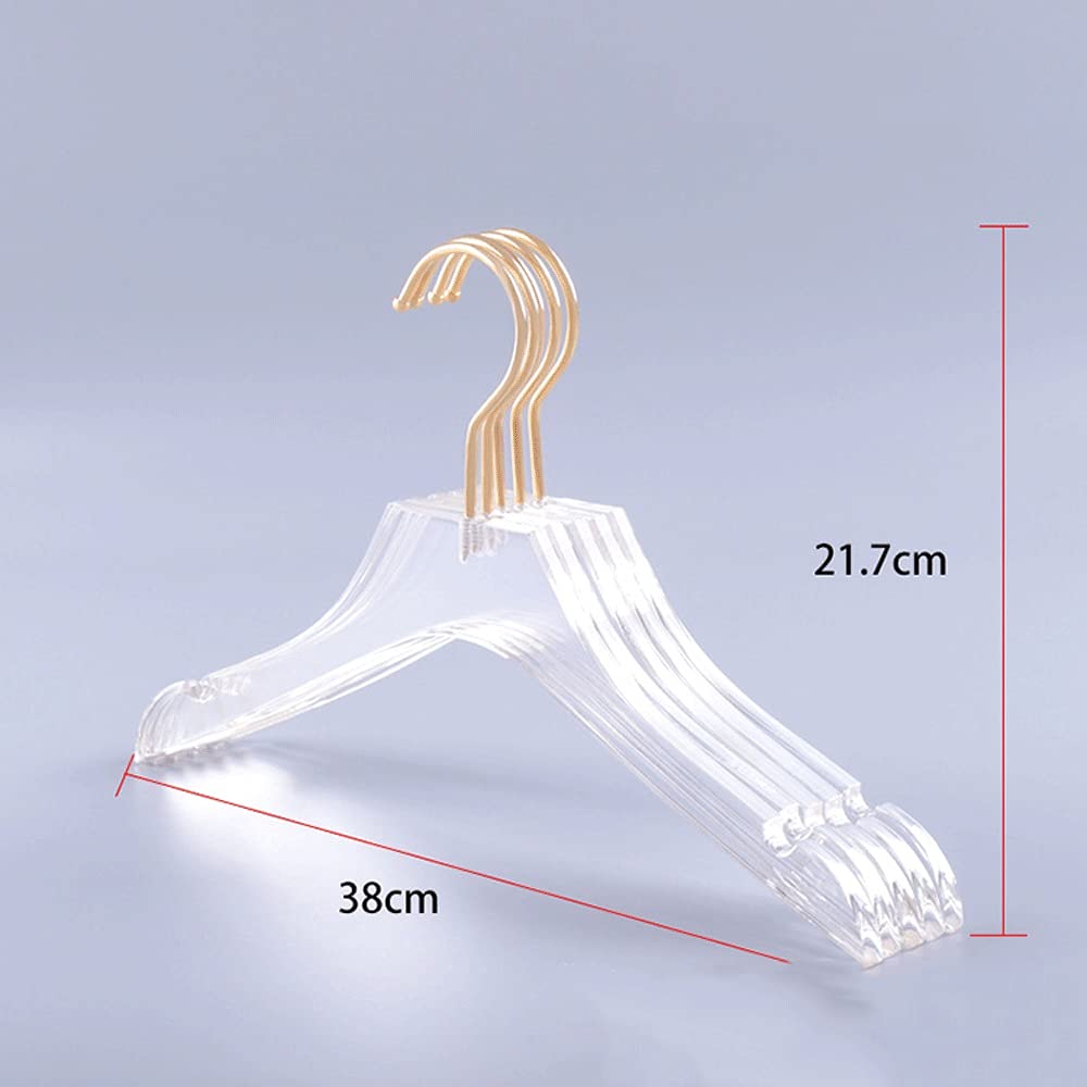 Quality Hangers 5 Grucce Appendini In Acrilico Trasparente – Ganci Oro Opaco – Robusti E Salvaspazio Per Abiti, Camicie, Cappotti - 2