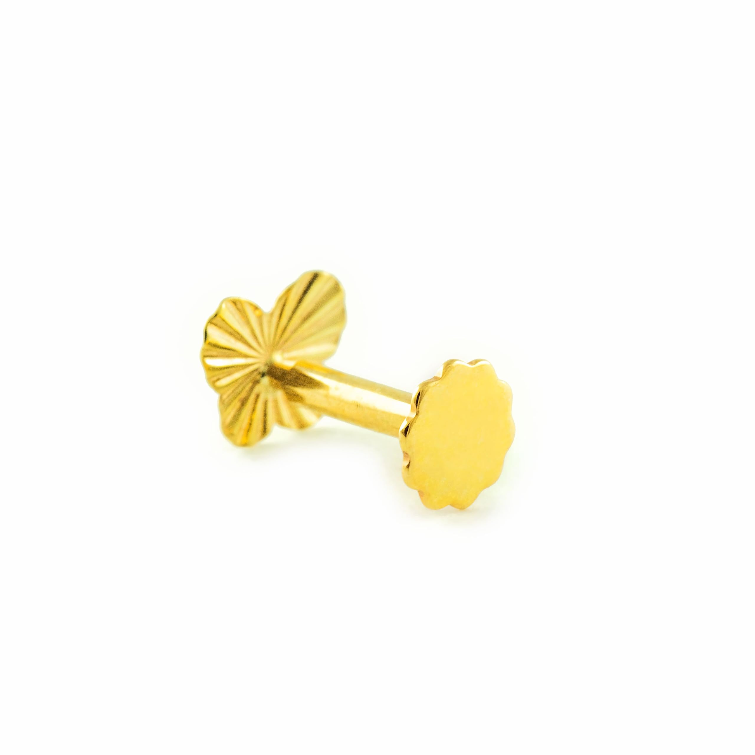 Mondepe 2924 Gelbgold-Piercing, 9 Karat (9 Karat), geschnitzt, mit Geschenkbox, Garantiezertifikat, Normal, Gelbgold, Kein Stein