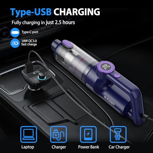 Image of 17000PA Cordless Handheld Vacuum Cleaner, 100W Brushless Motor, 2H Type-C Fast Charging, LED Screen & Light, Portable for Car, Home, Pet Hair