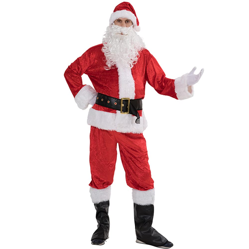 EraSpooky Costumes de noël pour hommes 7 pièces costume classique en flanelle tenue fantaisie