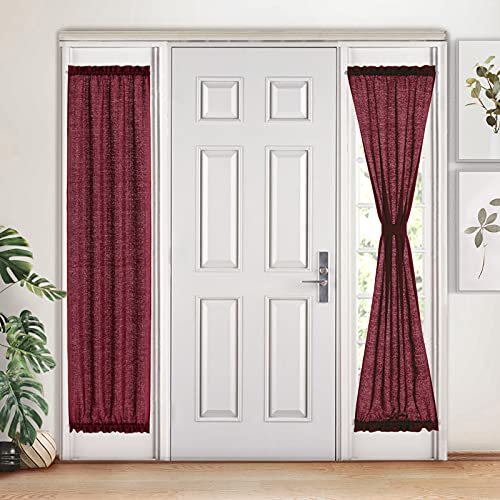 Melodieux Cortinas de gasa para puerta francesa, semitransparentes, 172 cm de largo, con aspecto de lino, para puerta delantera, cortinas de vidrio corredizas de patio, 25 x 72 pulgadas, 2 paneles