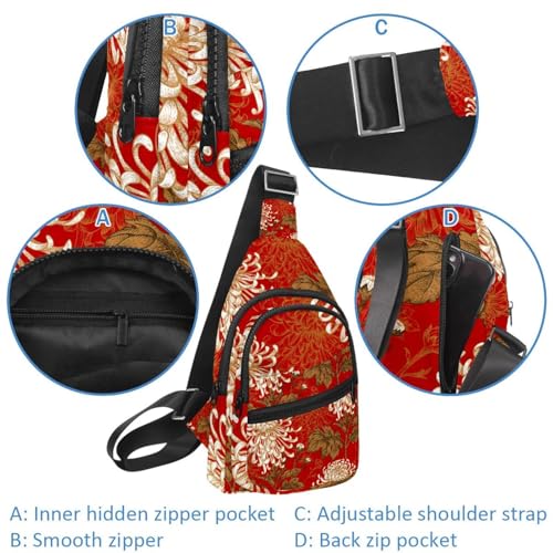 Mochila cruzada floral de lavanda con correa ajustable multiusos 4