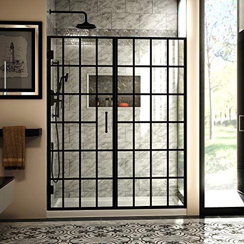 DreamLine Unidoor Toulon 58-58 1/2 in. W x 72 in. H Frameless Hinged Shower Door in Satin Black, SHDR-2458720-89 #1