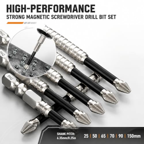 Image of High Magnetic Screwdriver Bit Set, K5 Anti Slip Impact Bits, 4 in -12pcs