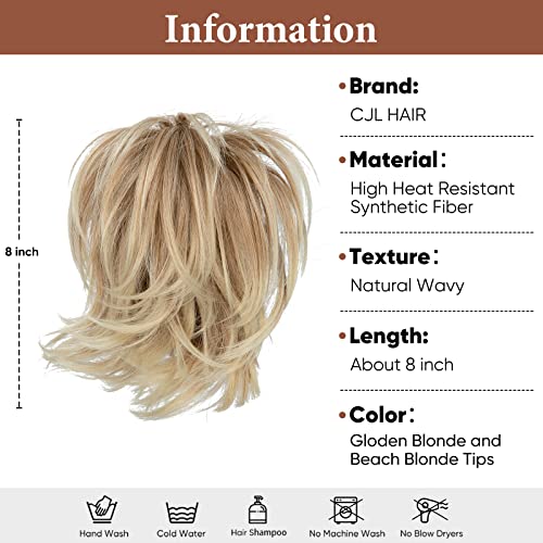 CJL HAIR Claw Clip Short Ponytail Hair Extensions Bendable Metals Messy Bun Hair piece Straight Fake Hairpieces - Image 2