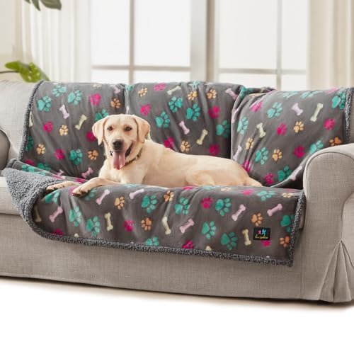 Image of Luciphia Waterproof Dog Blanket Reversible Sherpa Fleece for Large Dogs Cat