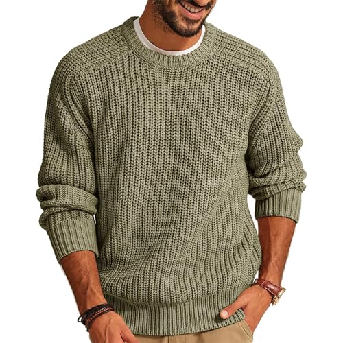 Men's Crewneck Pullover Sweater Lightweight Fashion Classic Top Waffle Textured Casual Long Sleeve Knitted Sweaters3
