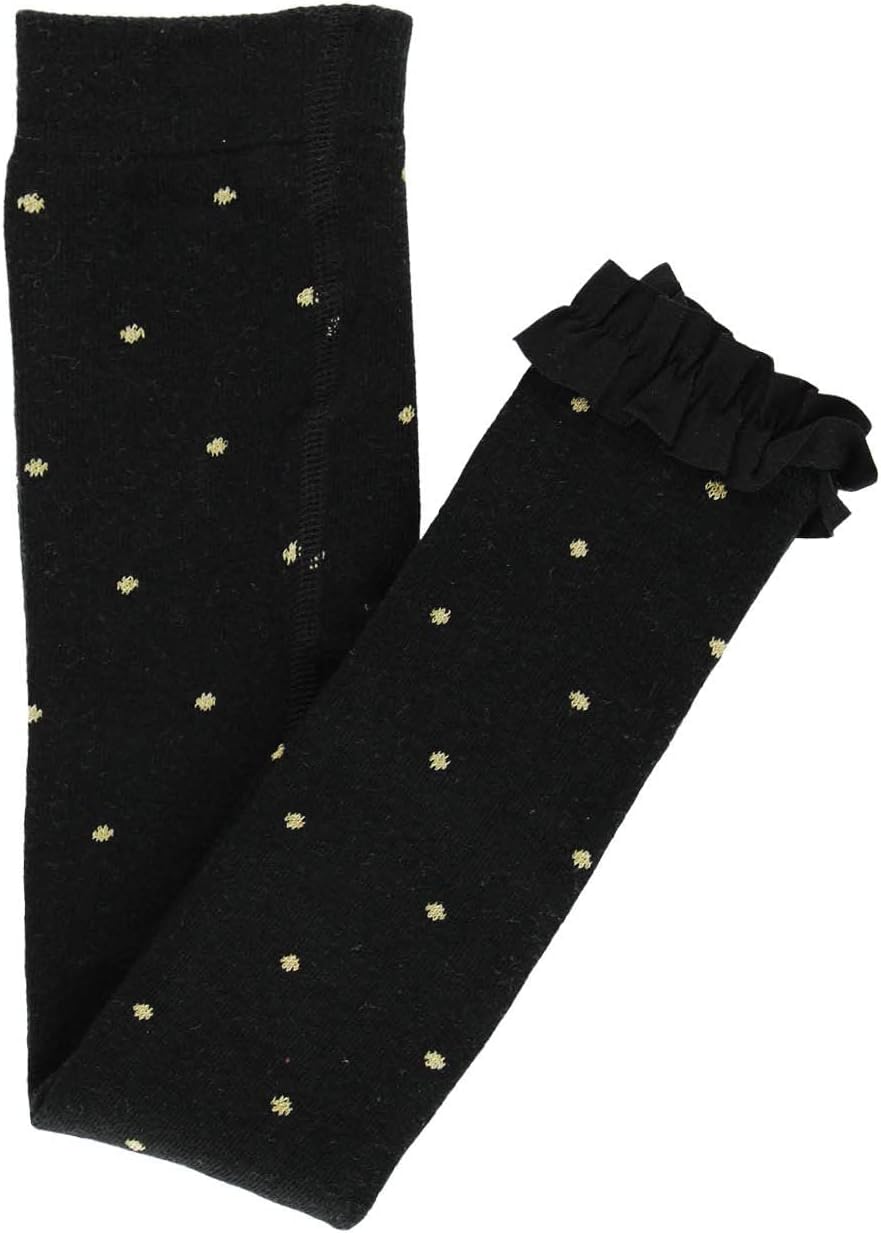 RuffleButtsGirls Footless Ruffle Tights - Black & Gold - 6-8