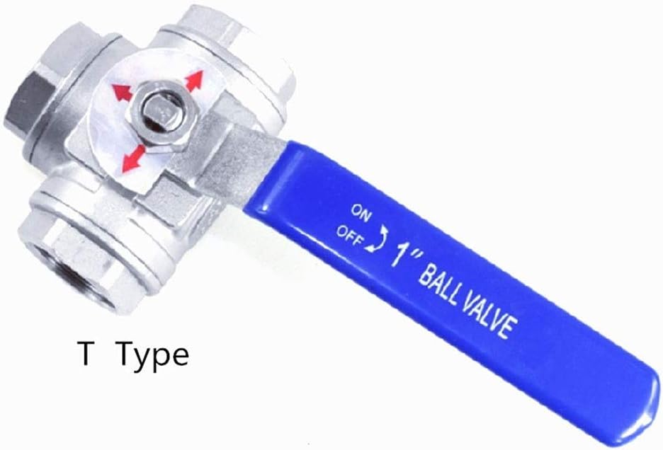 lever ball valves,ball valve,1pcs 1/4" 3/8" 1/2" 3/4" 1" Three-Way Ball Valve,L Type T Type Stainless Steel Ball Valve,DN8 DN10 DN15 DN20 DN25 BSP Female Thread Valve (Color:T Type,Size:DN ( Color : D