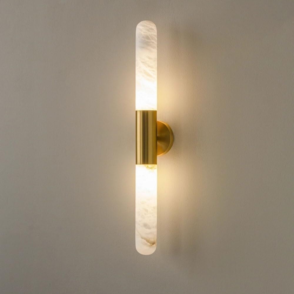 TONFON Natural Alabaster Wall Lamp LED Restaurant Wall Sconce Bedroom Lighting Wall Mounted Lamp for Bedside Living Room Study Room Corridor Entryway