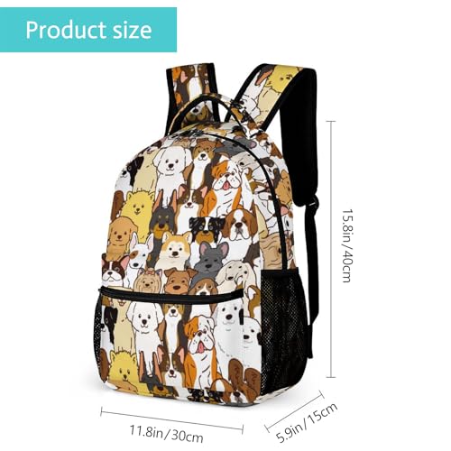 GNEW Dog Backpack for Kids Boys Girls, Cute Puppy Dog Bookbag, Kawaii Dog Dreed Animal Backpack, 16 Inch Large Capacity Water Resistant Travel School Bag for Elementary Middle School Students2