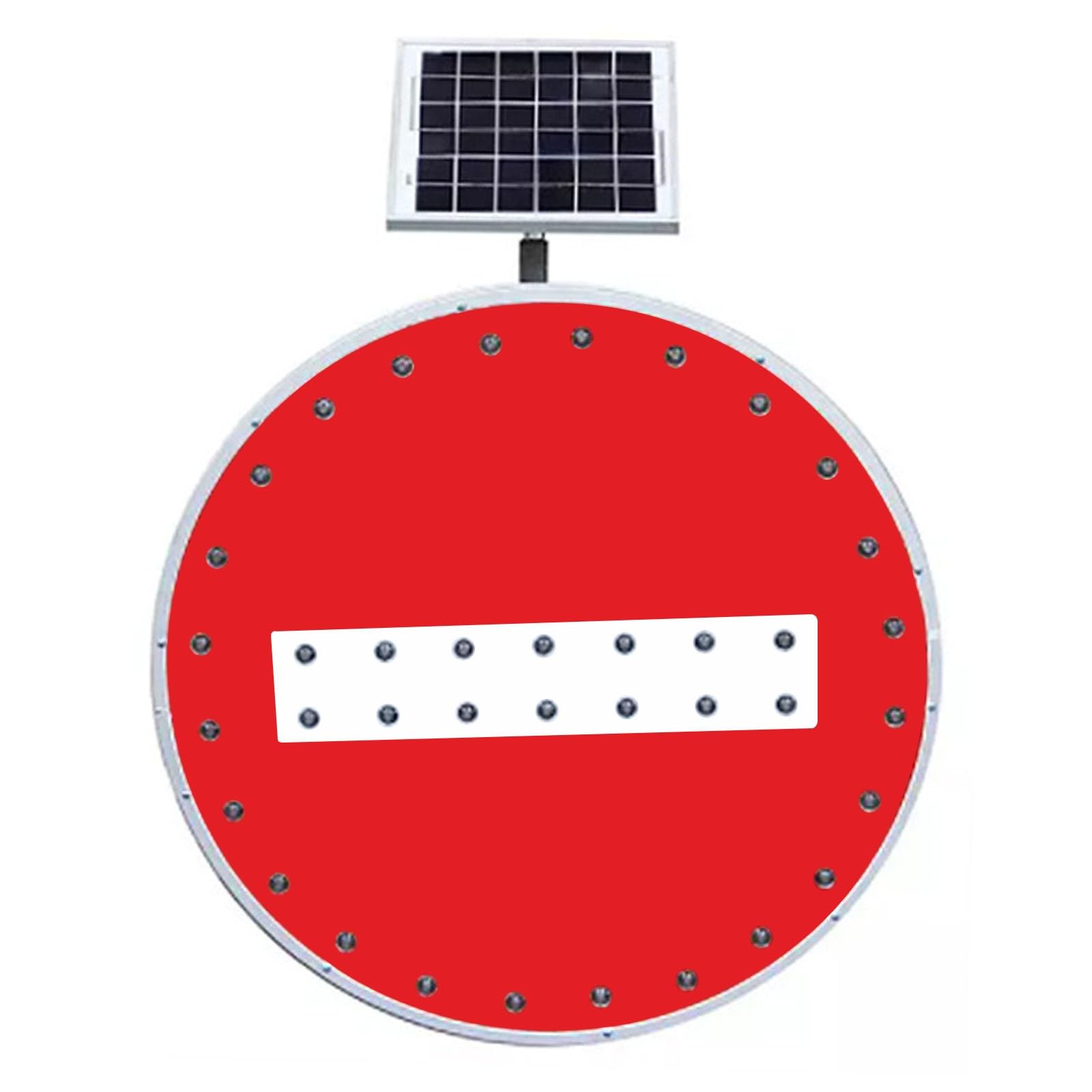 Señal de tráfico solar de "Prohibido el paso"-Iluminación LED señal de seguridad con película reflectante señal de "Prohibido el paso" para áreas cerradas con accesorios(60cm/23.6in)