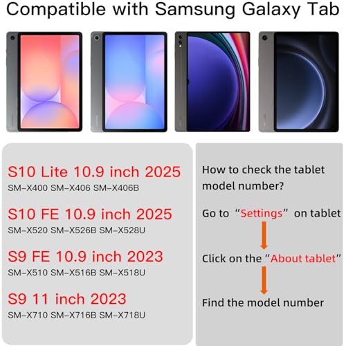 Image of JUQITECH Slim Soft Backlit Keyboard Case for Samsung Galaxy Tab S9 FE 5G 10.9 inch & 11 inch with Multi-Angle Stand, S Pen Holder & Support