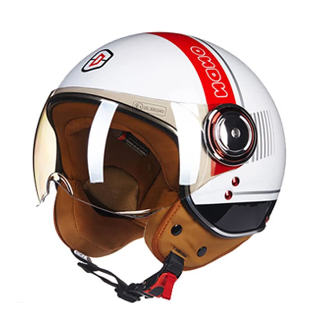 Retro 3/4 Open Face Motorcycle Helmet with Visor, ECE DOT Approved Novelty Colour for Men Women Adults Vintage Open Face Motorcycle Light Weight Helmet with Quick Release
