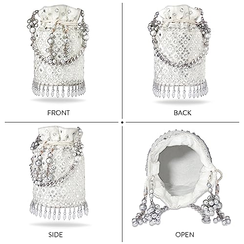 Peora Handmade Potli for Women Hand bag Stylish Purse Bridal Fashion Elegant Wristlet Bag for Girls - Image 5