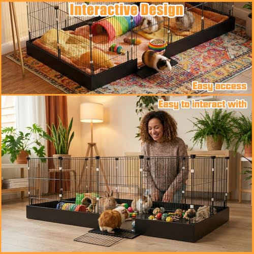 Guinea Pig Cages DIY Small Animal Playpen with Waterproof Liner, Expandable Cage for Guinea Pigs, Metal Wire Yard Fence Rabbit Cage - Image 3