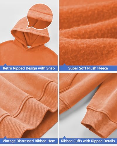 MY'S Mens Oversized Acid Wash Hoodie, Heavyweight Vintage Pullover, Fleece Cotton Sweatshirt for Couples, Unisex Streetwear4