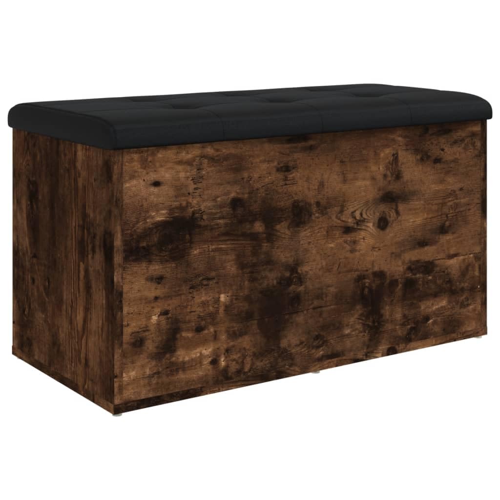 Willood Sitzbank mit Stauraum, Bank Gepolstert Sitzhocker Schuhbank, Truhenbank Polsterbank Aufbewahrungsbox für Wohnzimmer Flur, Räuchereiche 82x42x45 cm Holzwerkstoff