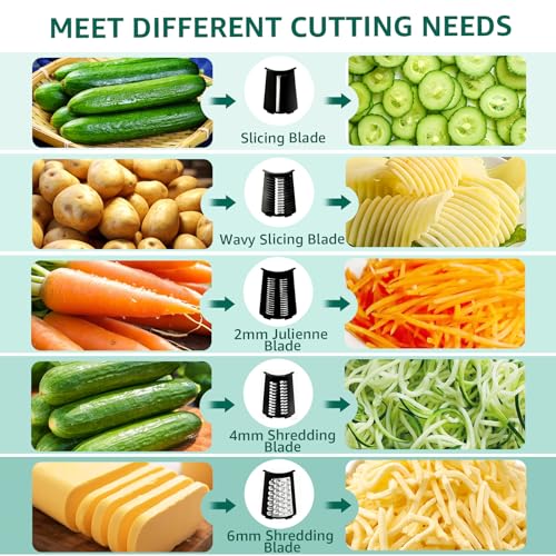 Rotary Cheese Grater Hand Crank - Cheese Shredder with 5 Blades & Strong Suction Base, Mandoline Slicer Vegetable Chopper, Kitchen Gadgets with Storage Box, Black - Image 5