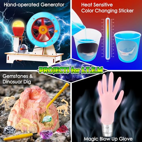 UNGLINGA 260+ Experiments Science Kits for Kids, S.T.E.M Science Projects, Chemistry Set, Christmas Birthday Toys Gifts Idea for Boys Girls, Dig Volcano Gemstones, Educational Scientist Set - Image 5