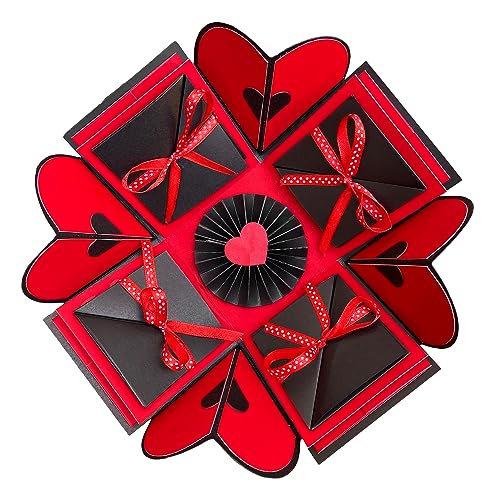 Image of Exploding box Surprise Gift Box /Unique gifts for birthday /anniversary /handmade greetings Card (Red & Black)