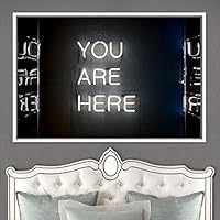 Framed Canvas Wall Art Illuminated Words 3D Industrial Inspirational Multicolor Neon Pop Art Quotes Typography Urban - 16x24 inches