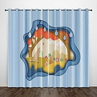 Blaue Pfauenfeder Vorhänge - Blickdicht & Geräuschreduzierend Für Wohnzimmer & Kinderzimmer 170x200 Cm