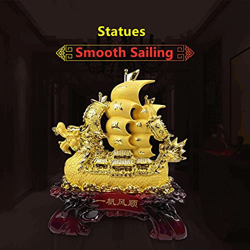 Estatua de Barco a Vela Feng Shui Dorada miniatura 4