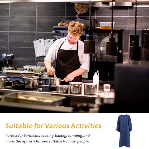 VILLCASE Schürze mit Ärmeln, Malschürze mit Tasche, Wasserdicht Anti-Oil Stoff, Küchenschürze für Erwachsene (Dunkelblau)