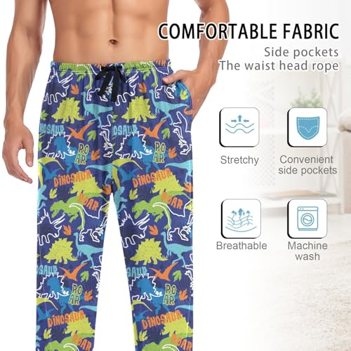 Laprad Men's Women's Long Sleeve Pajama Sets Dinosaurs Comfy 2 Piece Loungewear4