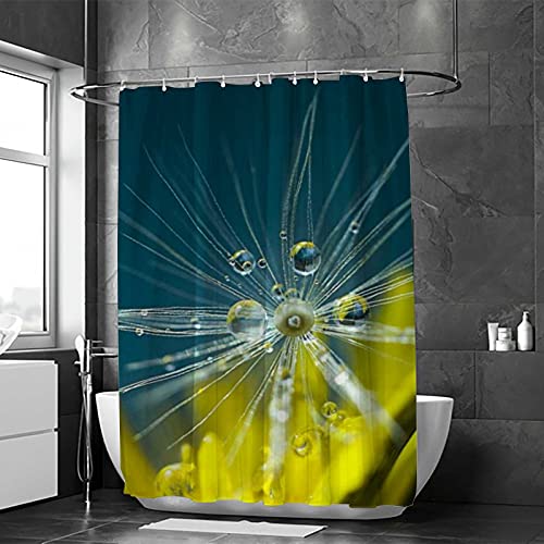 Rideau de douche pissenlit et rosée polyester lavable avec crochets - 3