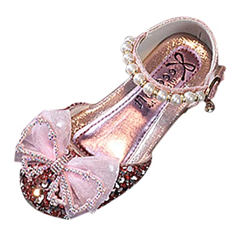 Fashion Summer Girls Sandals Dress Performance Dance Shoes Flat Light Sequins Pearl Mesh Bow Buckle Ash Slides