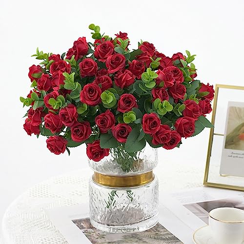 Artificial Flowers Fake Silk Rose for Decoration,20 Heads Small Roses Flower Bouquet with Stem of Flowers,Plastic Flowers for DIY Vase Home Wedding Centerpieces (2Pcs - Image 4