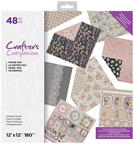 Crafters Companion Crafter's Companion-12 x 12 Printed Paper Pad-Vintage Florals, us:one size, One Colour
