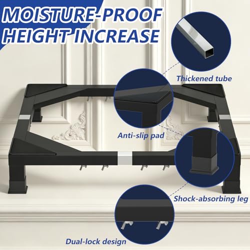 Image of Heavy Duty Stainless Steel Laundry Pedestal - 6 inch Height Universal Washer & Dryer Stand for Front Load Machines, Ice Maker, Samsung /LG - Durable Appliance Base with Non-Slip Feet