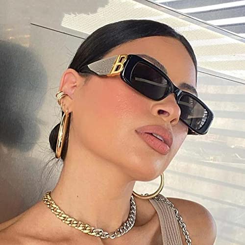 Letter B Sunglasses Women Retro Narrow Rectangle Ladies Sun glasses3