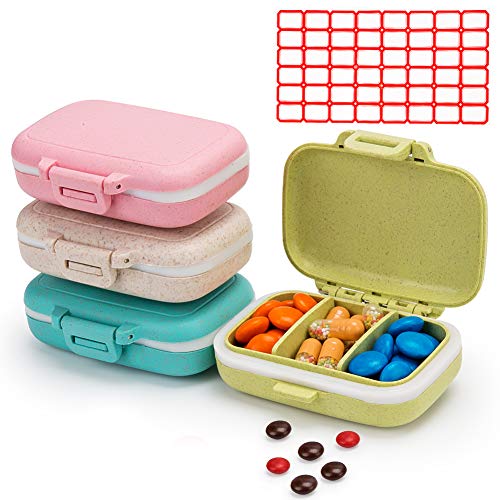 4PCS Pill Cases 3 Removable Compartments Pill Box Organizer Medicine Travel Pill Case