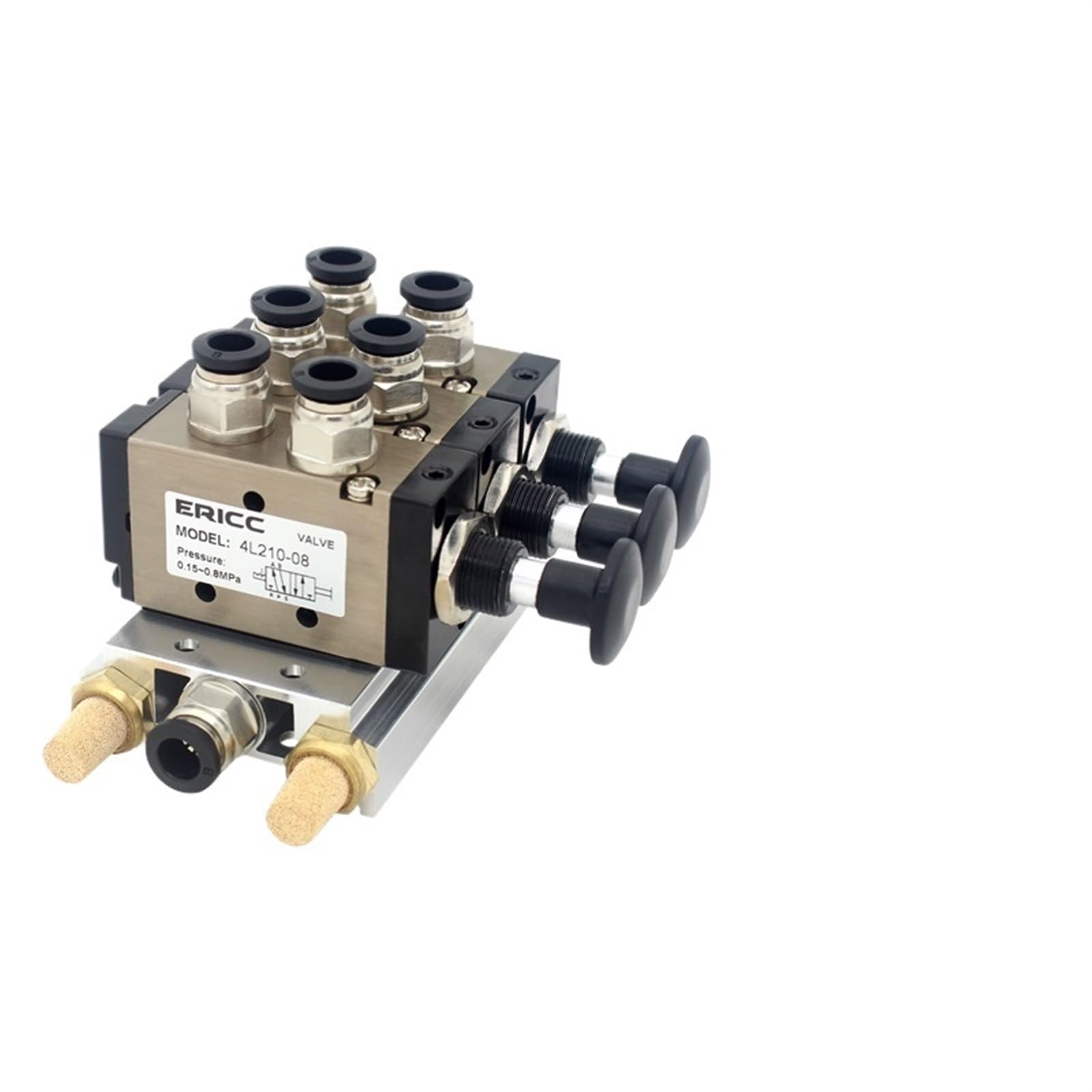4L210-08 4R210-08 Válvula Manual de 2 vías y 5 Posiciones, Interruptor neumático de Empuje y tracción de válvula direccional, colector de válvulas combinadas | 4mm in 4mm Out,6 Stations