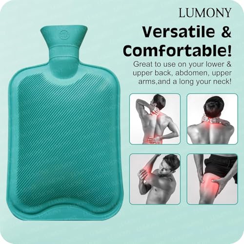 Image of LUMONY | Combo | Hot Water Bag (2 litre) Non Electric Rubber Bottle hot bag & Ice Bag for Pain Relief 9Inch Ice Pack Bag for Pain Relief Cold Water Bag for First Aid Sports Injury (Combo Ice bag & Rubber Bag)
