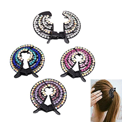 Pferdeschwanz-Haarklammern, für Mädchen, mit Kristallen, Pferdeschwanz, 4 Stück Cover