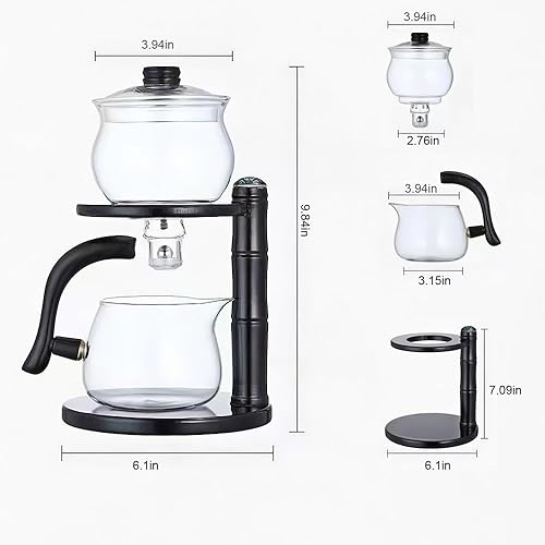 Miniatura 7 de Kungfu - Tetera magnética de cristal, juego de té mágico semiautomático, guía de agua, tetera magnética con infusor de vidrio resistente al calor,