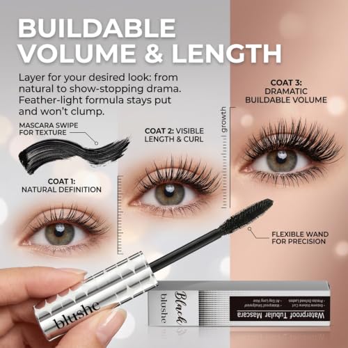 Image of Blushe Lash Serum Mascara,Blushe Growth Serum Mascara (2PCS) | New Metal Wand Mascara,Volume & Length Without Clumping for Dramatic Moments, Daily Lash Care Routine, Easy Everyday Use