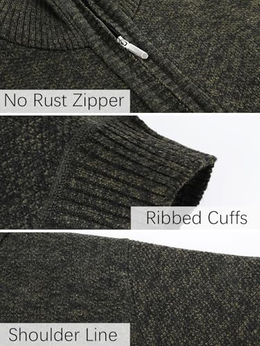 Les umes Mens Half Zip Jumper Plaid Fleece Lined Turtleneck Knit Sweater Long Sleeve Warm Stand Collar Pullover4