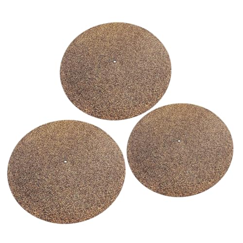 CIMAXIC 3pc Cork Record Player Mat Soft Cork Turntable Pad for Vinyl Records Disc Protective Mat Black