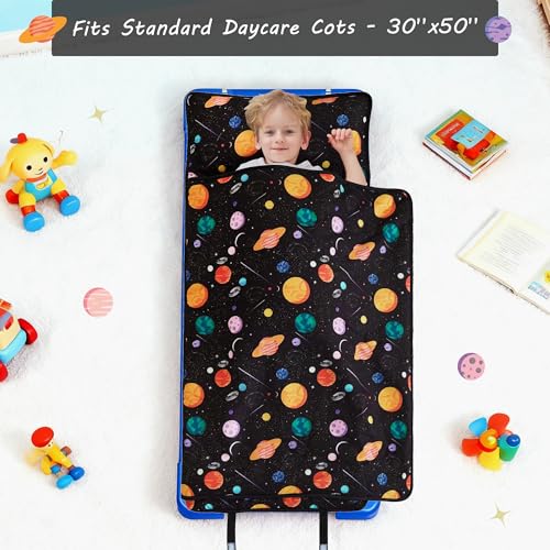 Image of Lasoftan Toddler Nap Mat with Pillow and Blanket, Extra Large Rolled Napping Mats,Slumber Bags for Boys Girls,Kids Sleeping Bag for Daycare, Preschool Travel Camping