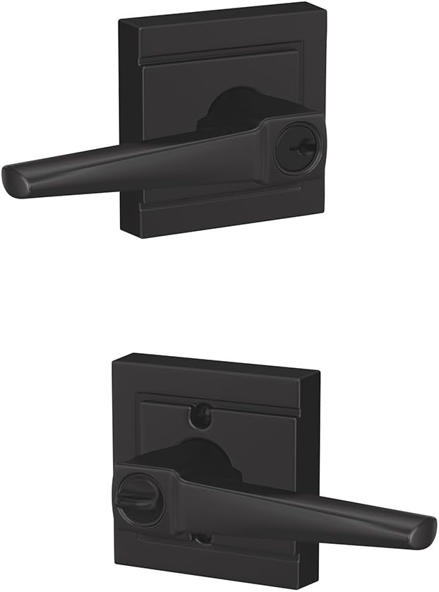 SCHLAGE F51A ELR 622 ULD Eller Lever with Upland Trim Keyed Entry Lock, Matte Black