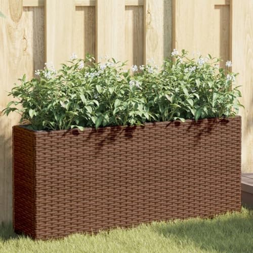 Bac à fleurs rectangulaire marron 90 cm avec sacs pour balcon et extérieur - 3