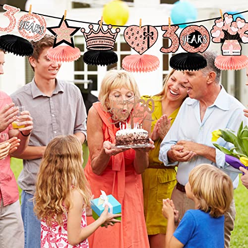 30e verjaardag honingraat middenstukken, 10 stuks verjaardagstafel decoraties met gelukkige 30e verjaardag taart topper… - Image 6