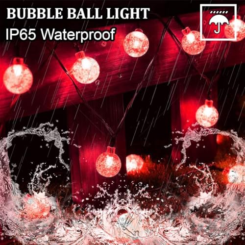 Image of fizzytech Crystal Ball String Lights - 30 LED, 6 Meter Decorative Fairy Lights for Bedroom, Living Room, Diwali, Christmas, Wedding, Party & Home Decoration (Red)